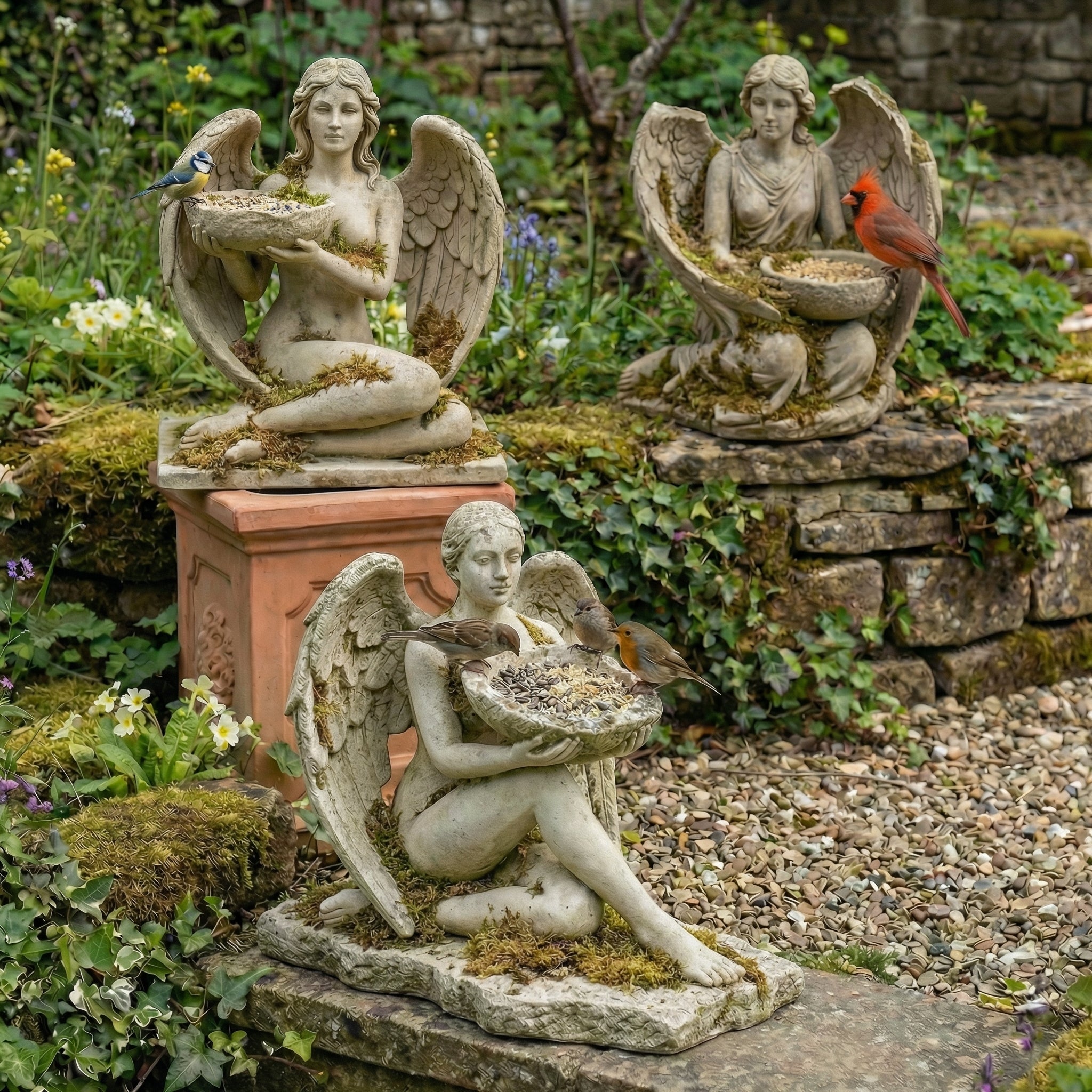 The Norns’ Offering  Three Goddesses of Time · One Sacred Feast - A sculptural bird feeder inspired by the three goddesses of Past, Present, and Future.